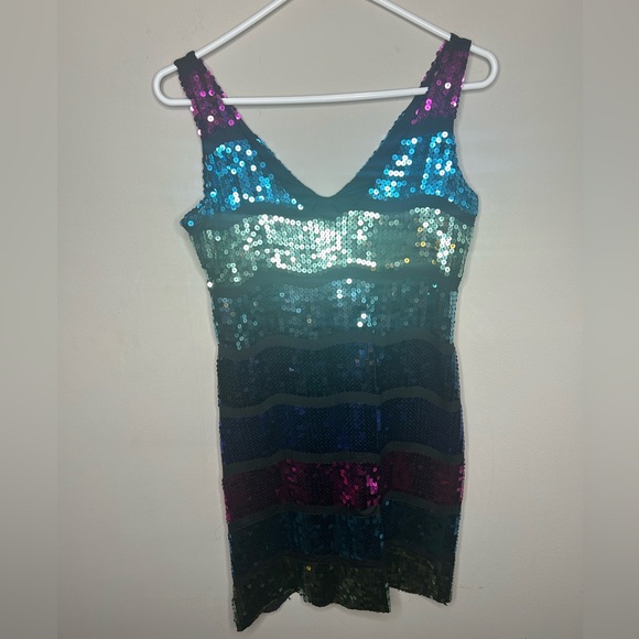 Snap Dresses & Skirts - Vintage 80’s  90’s Retro Sequin Colorful Sparkle Groovy Mini A-Line Dress Large